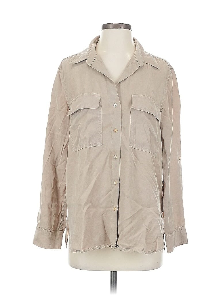 Pre-owned Babaton Long Sleeve Button Down Shirt In Brown