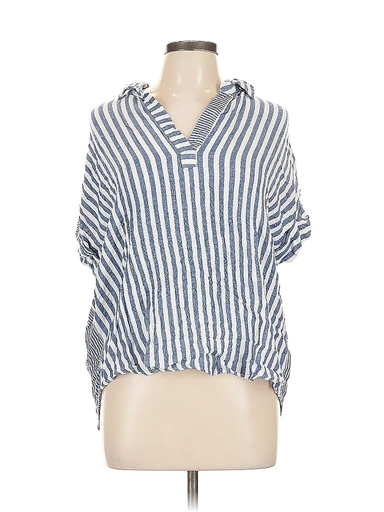 Pre-owned Jane And Delancey Short Sleeve Blouse In Blue