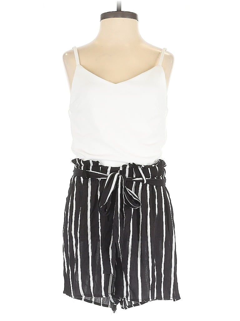 Pre-owned Blue Rain Romper In White