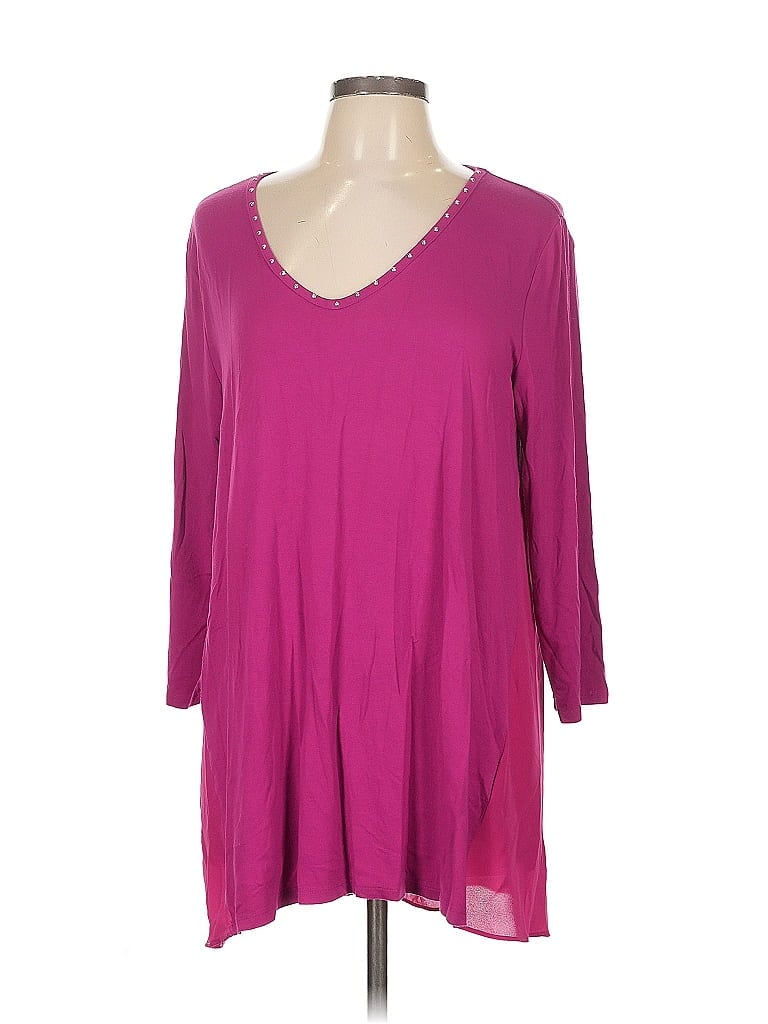 Click to view more detailed imagery on our partner's website Pre-owned Jm Collection 3/4 Sleeve Top Pink V Neck Tops