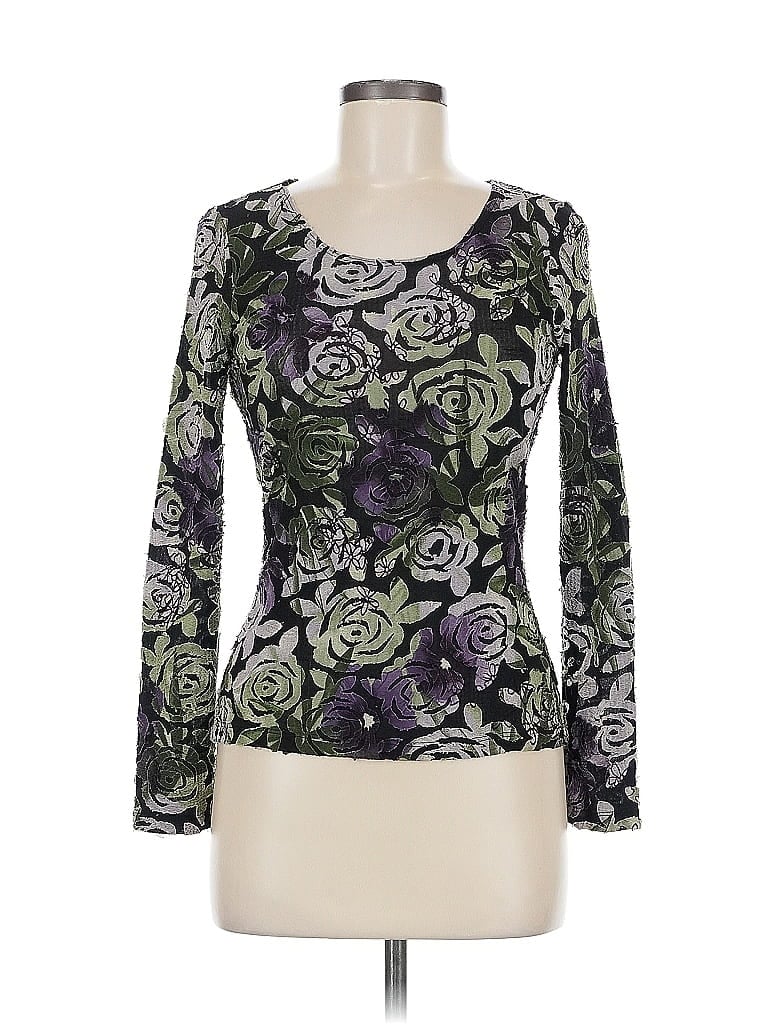 Pre-owned Karen Kane Long Sleeve Top Black Boatneck Tops