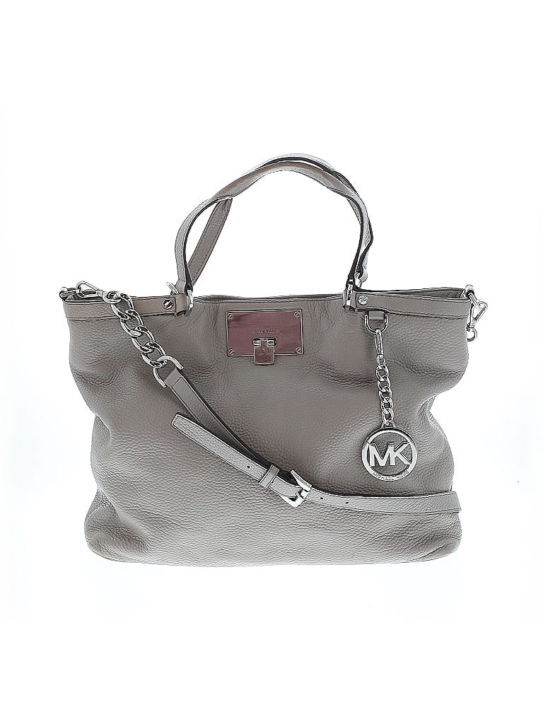 Pre-owned Michael Michael Kors Leather Satchel In Gray