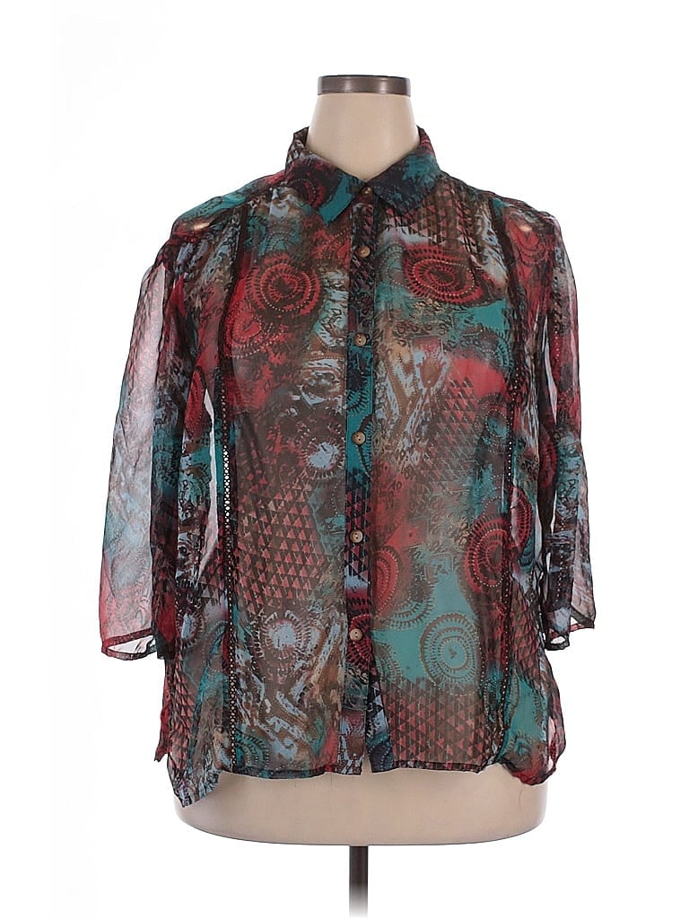 Pre-owned Koret 3/4 Sleeve Blouse In Blue