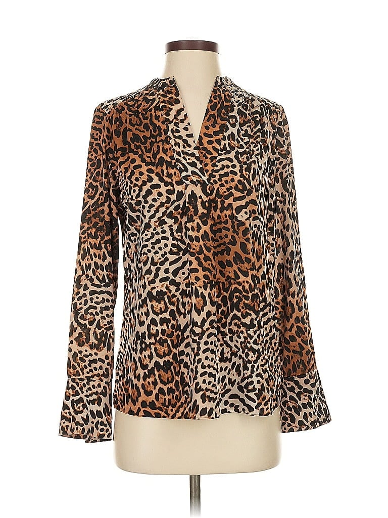 Pre-owned Calvin Klein Long Sleeve Blouse In Brown