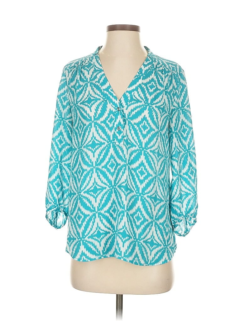 Pre-owned Banana Republic 3/4 Sleeve Blouse In Blue