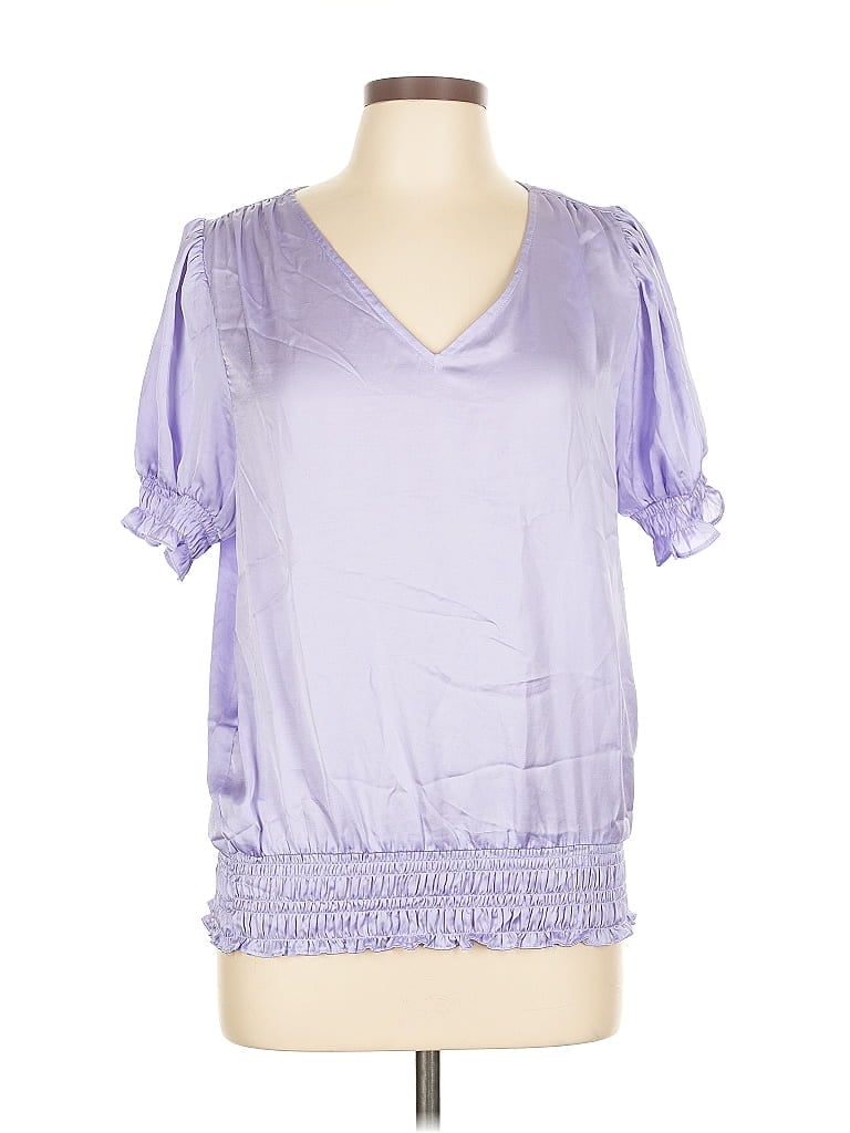 Pre-owned Chaus Short Sleeve Blouse In Purple