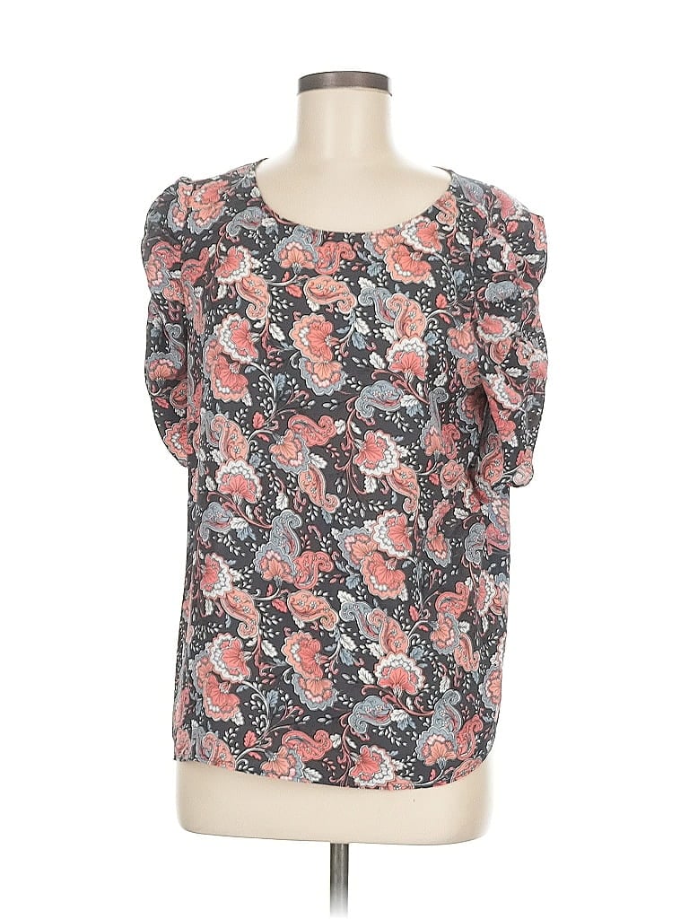 Pre-owned Ann Taylor Loft Outlet Short Sleeve Blouse In Gray