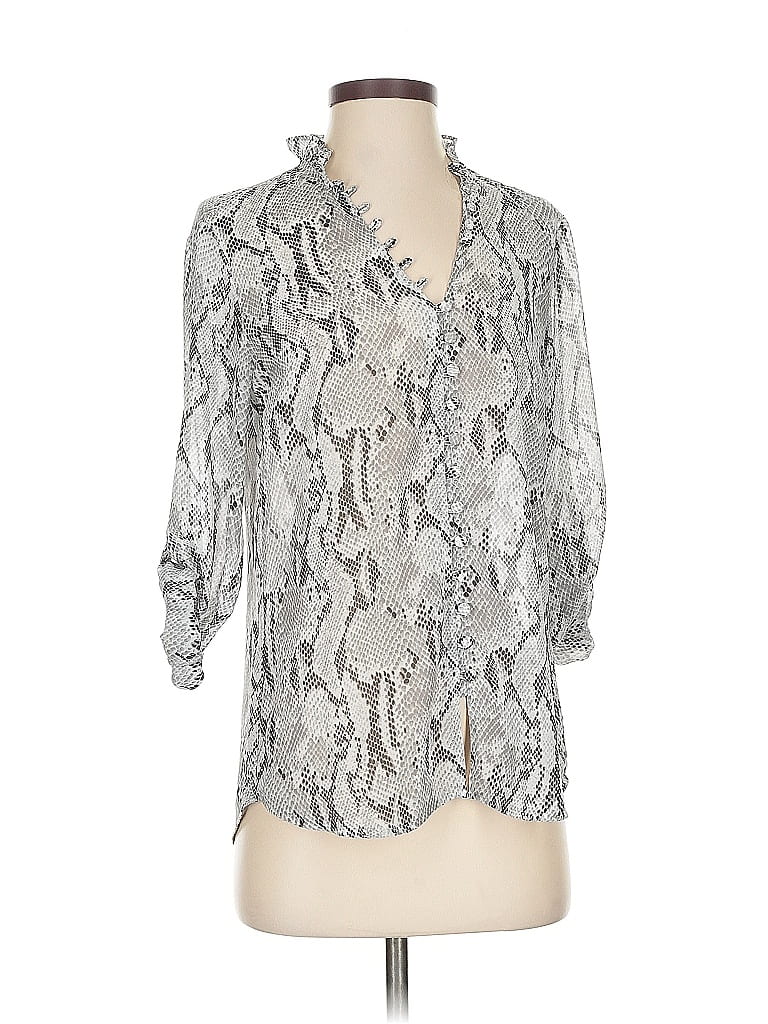 Pre-owned Express 3/4 Sleeve Blouse In Silver