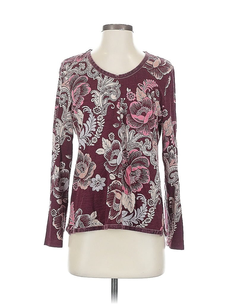 ZENERGY BY CHICO'S Pre-owned Long Sleeve Top Burgundy Scoop Neck Tops