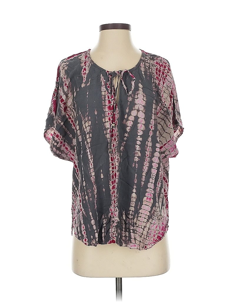 Pre-owned Michael Stars Short Sleeve Blouse In Gray