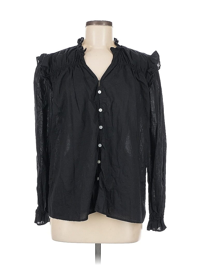 Pre-owned H&m Long Sleeve Blouse In Black