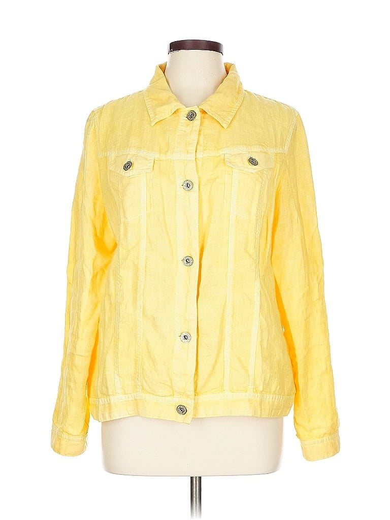 Pre-owned Chico's Long Sleeve Button Down Shirt In Yellow