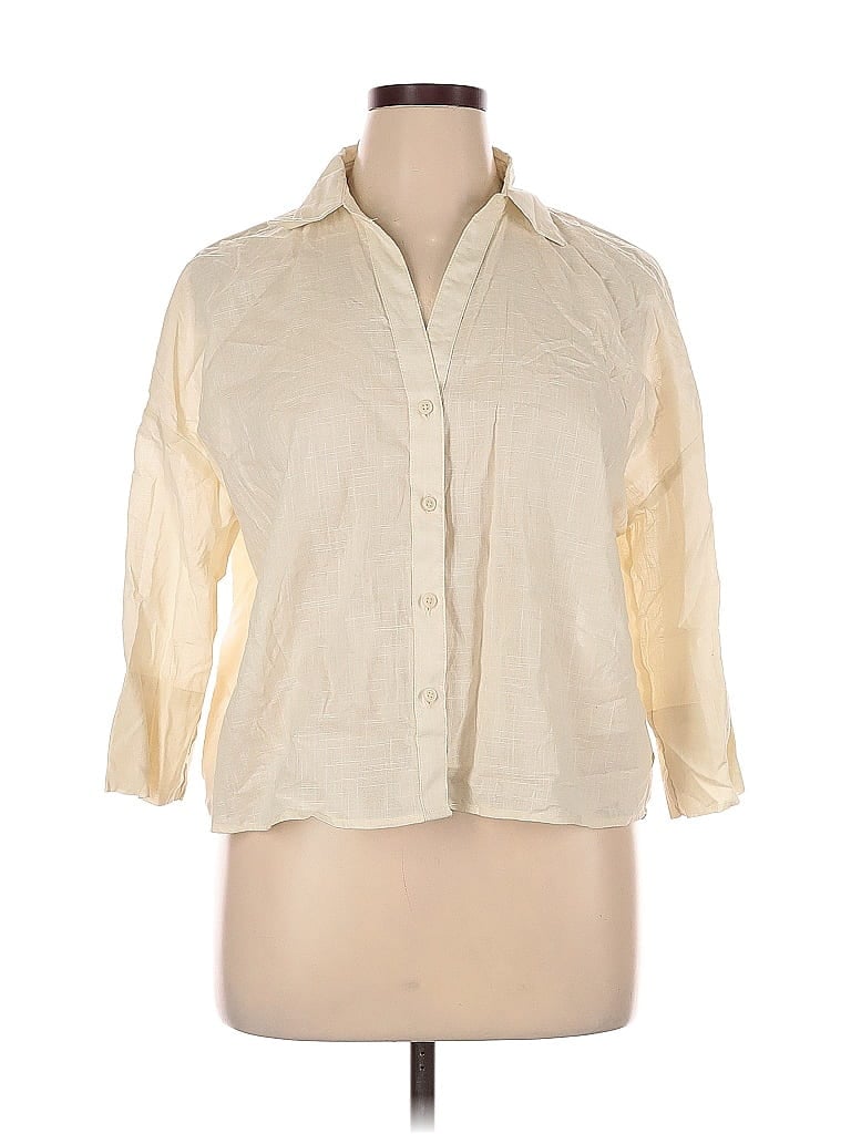 Pre-owned Assorted Brands 3/4 Sleeve Button Down Shirt In White