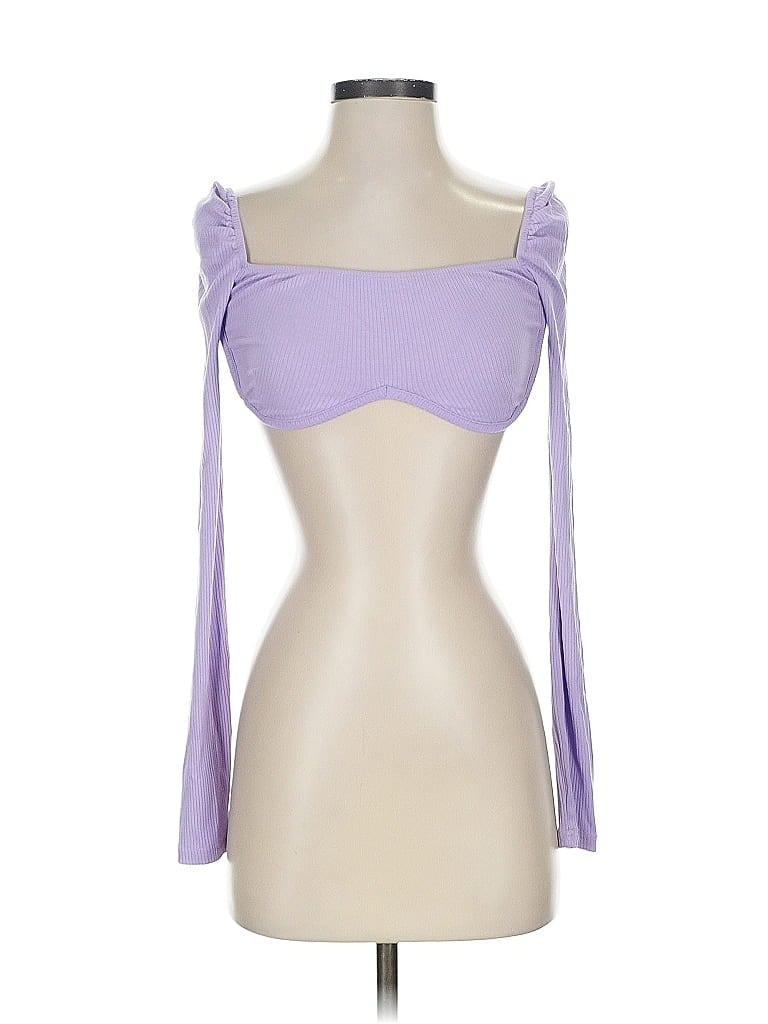 Pre-owned Shein Long Sleeve Top Purple Sweetheart Neckline Tops