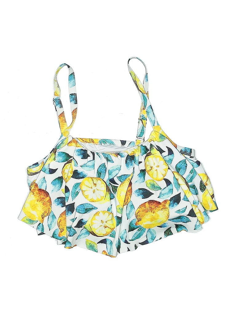 Pre-owned Unbranded Swimsuit Top Yellow Floral Pattern Swimwear