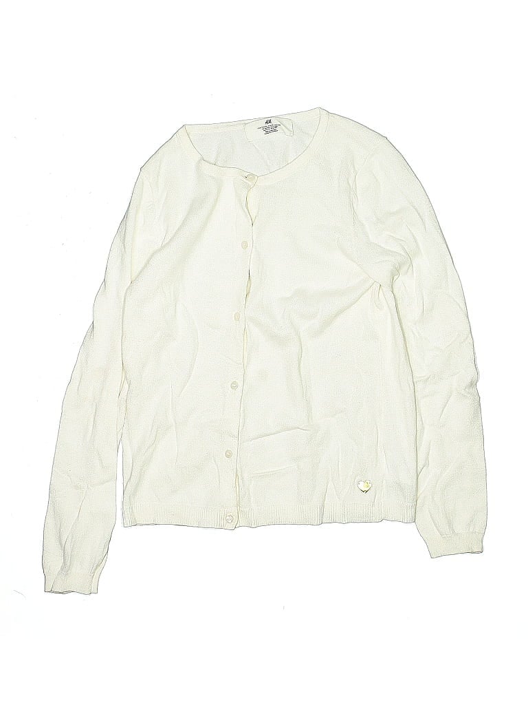 Pre-owned H&m Kids' Cardigan Sweater In White