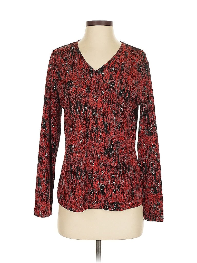Click to view more detailed imagery on our partner's website Pre-owned Laura Ashley Long Sleeve Top Red V-neck Tops