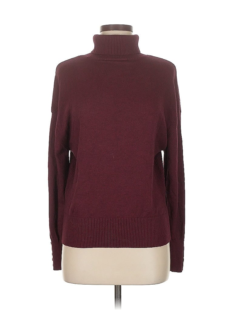 Pre-owned White House Black Market Turtleneck Sweater In Burgundy