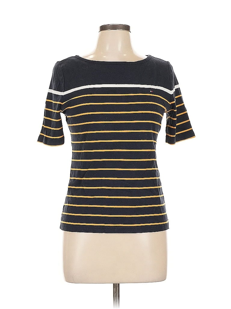 Pre-owned Tommy Hilfiger Short Sleeve Top Black Boatneck Tops