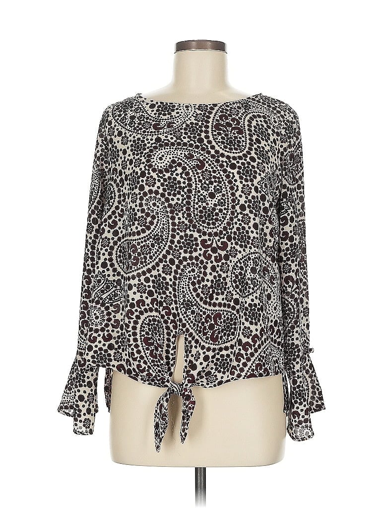 Pre-owned Veronica M Long Sleeve Blouse In Gray