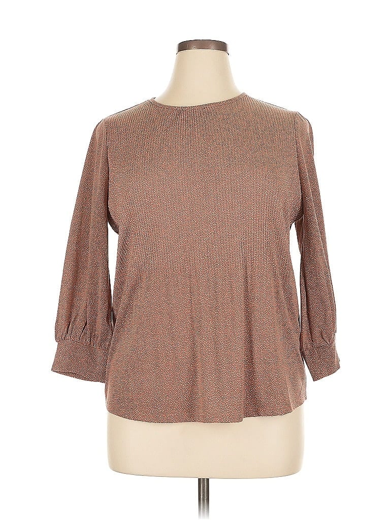Pre-owned Adrianna Papell 3/4 Sleeve Blouse In Brown