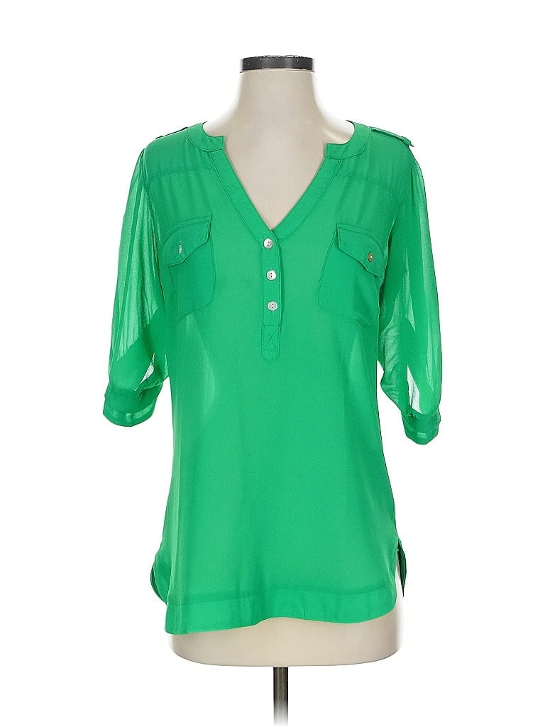 Pre-owned Angie 3/4 Sleeve Blouse In Green