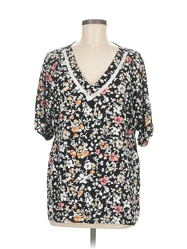 Pre-owned Assorted Brands Short Sleeve Blouse In Black