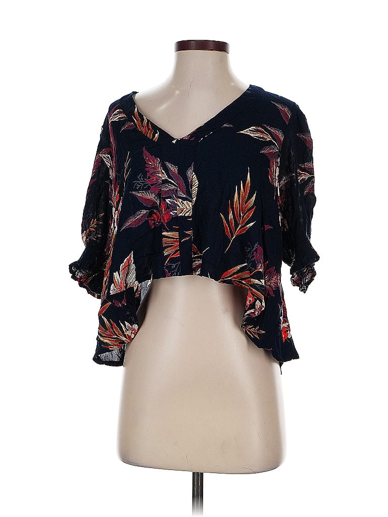 Pre-owned Patrons Of Peace 3/4 Sleeve Blouse In Black