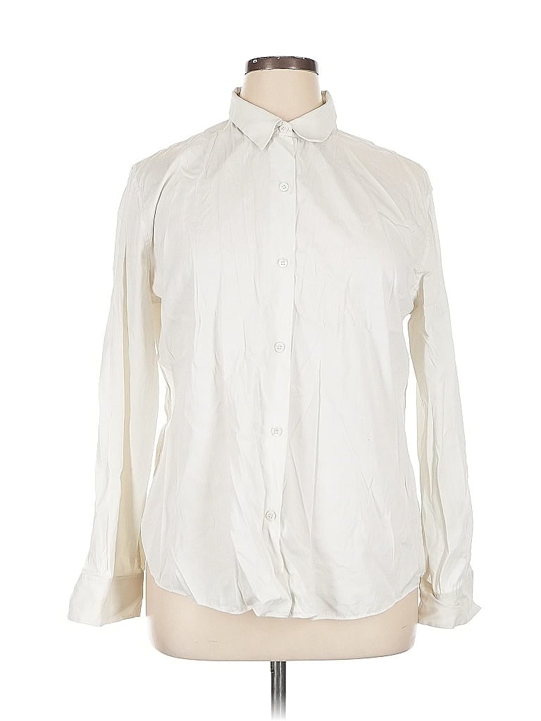 Pre-owned Theory Long Sleeve Blouse In White