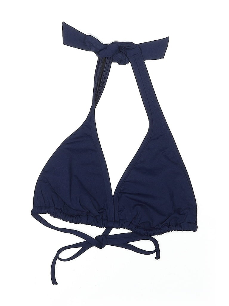 Pre-owned Lands' End Swimsuit Top Blue Solid Pattern Swimwear