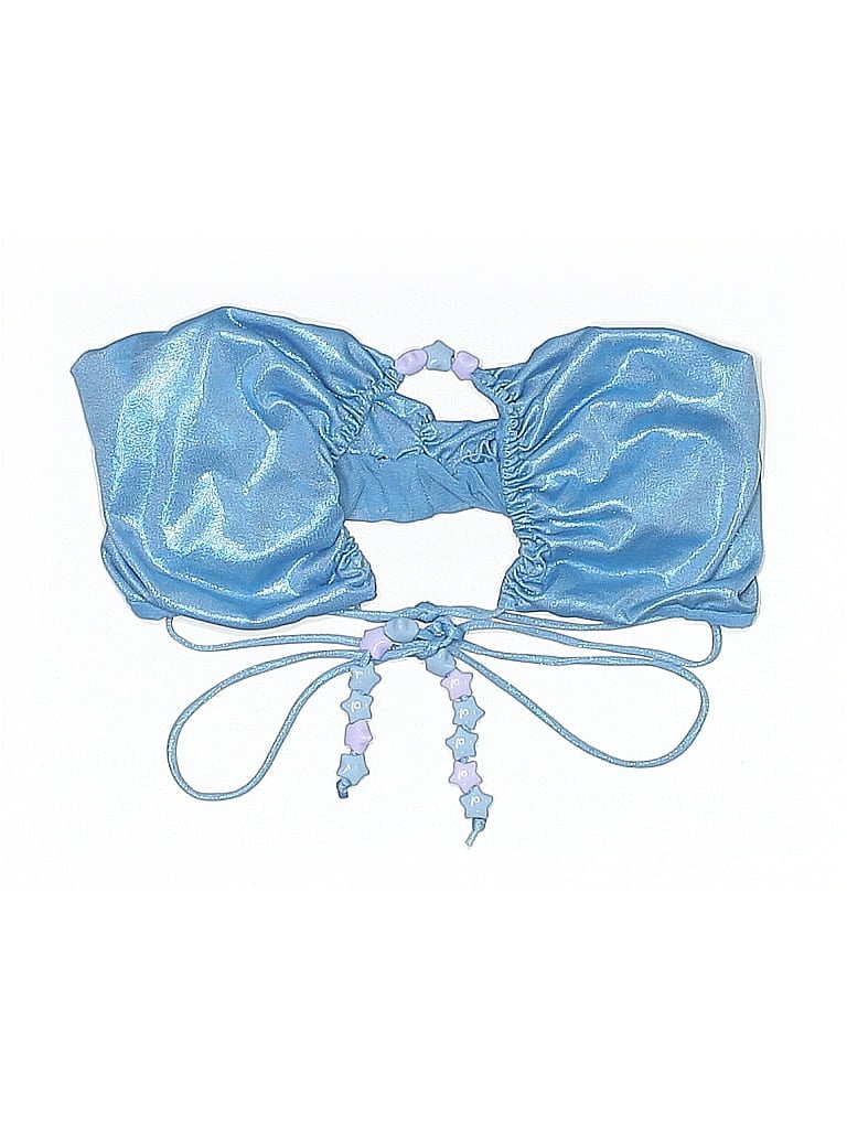 Pre-owned Club Exx Swimsuit Top Blue Halter Neckline Swimwear