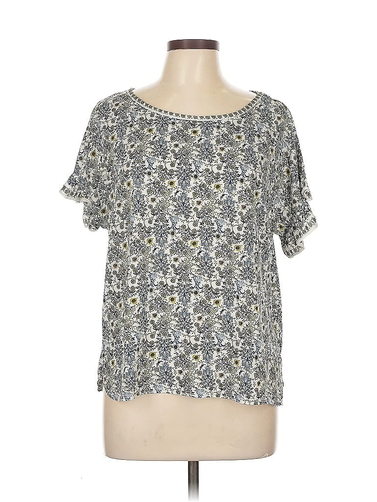 Pre-owned Max Studio Short Sleeve Blouse In Silver