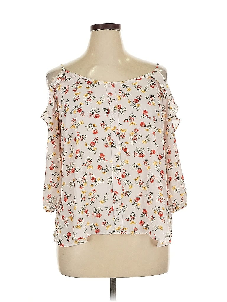 Pre-owned Hippie Rose 3/4 Sleeve Blouse In White