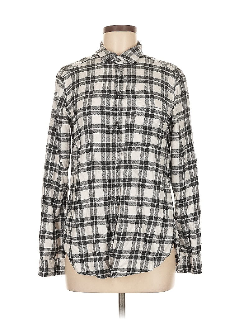 Pre-owned American Eagle Outfitters Long Sleeve Button Down Shirt In White