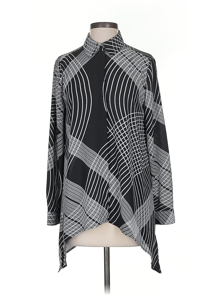 Pre-owned Chico's Long Sleeve Blouse In Gray