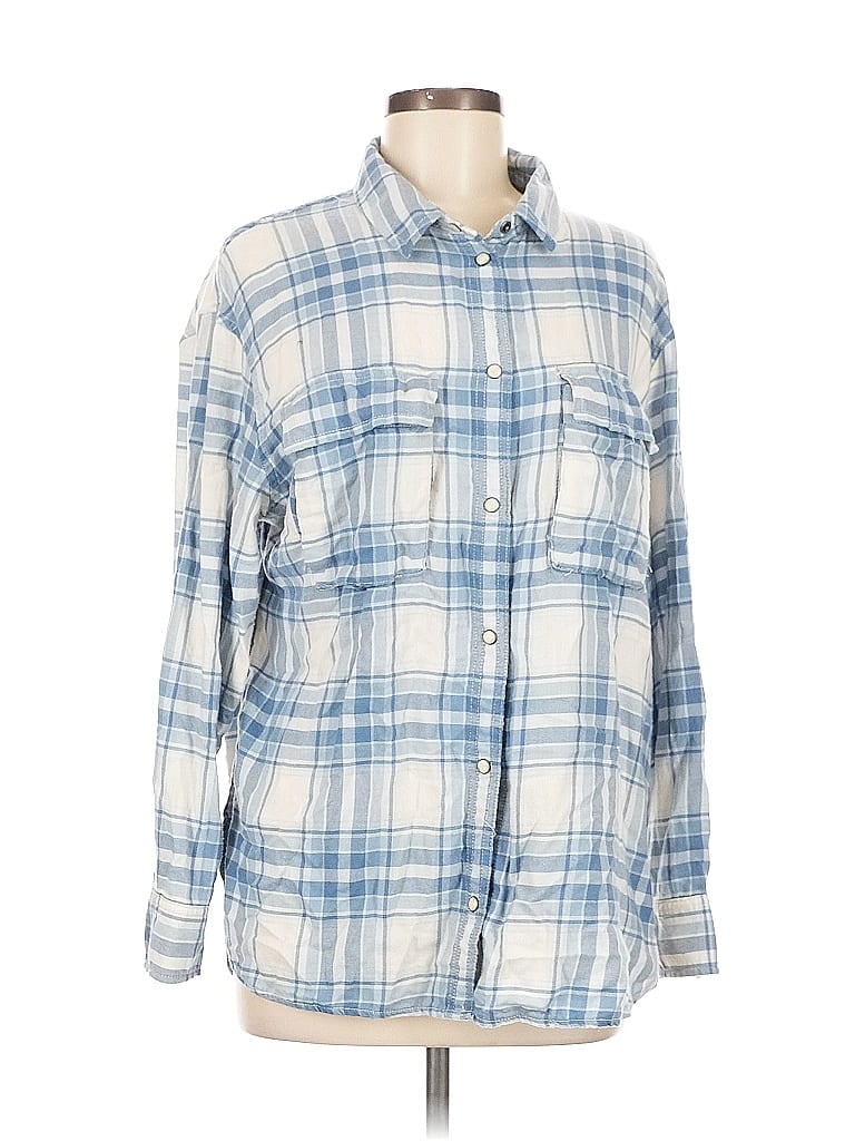 Pre-owned American Eagle Outfitters Long Sleeve Button Down Shirt In Blue