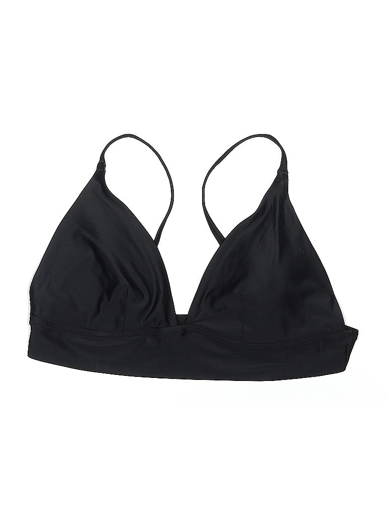 Pre-owned Aerie Swimsuit Top Black Solid Pattern Swimwear