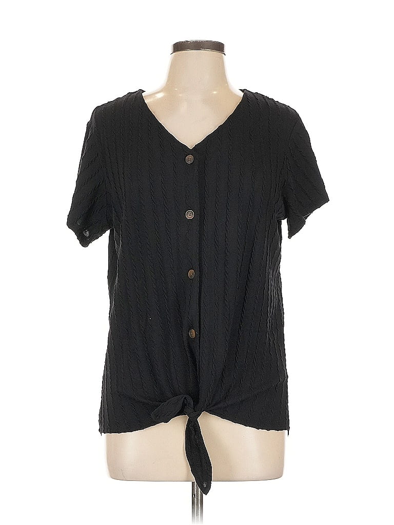 Pre-owned Weatherproof Short Sleeve Blouse In Black