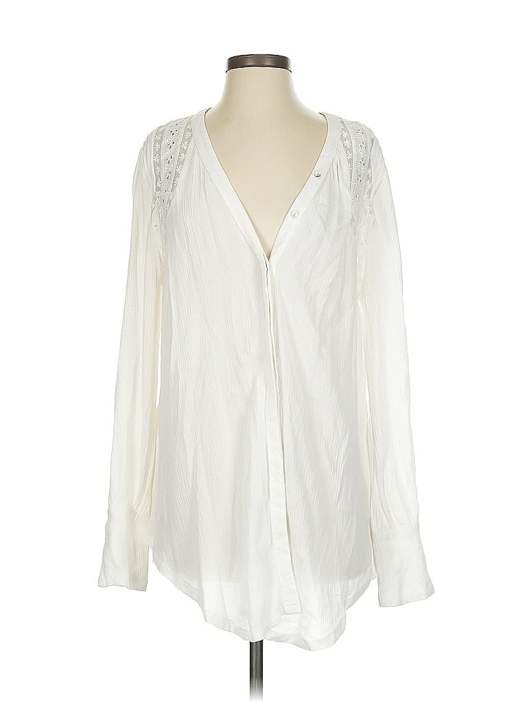 Pre-owned Free People Long Sleeve Blouse In White