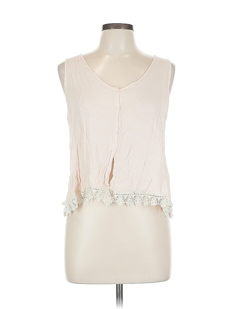 Pre-owned Lush Sleeveless Blouse In White
