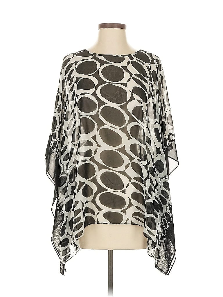 Pre-owned Susan Graver 3/4 Sleeve Blouse In Black