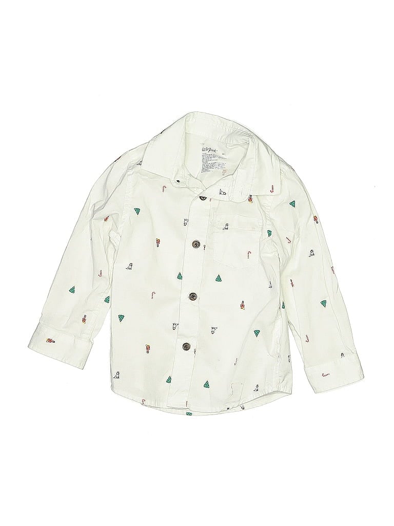 Pre-owned Cat & Jack Kids' Long Sleeve Button Down Shirt In White
