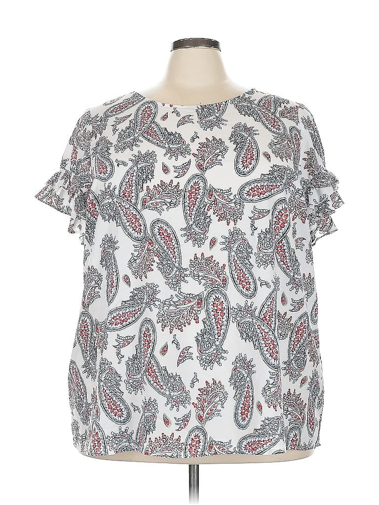 Pre-owned Lane Bryant Short Sleeve Blouse In Silver