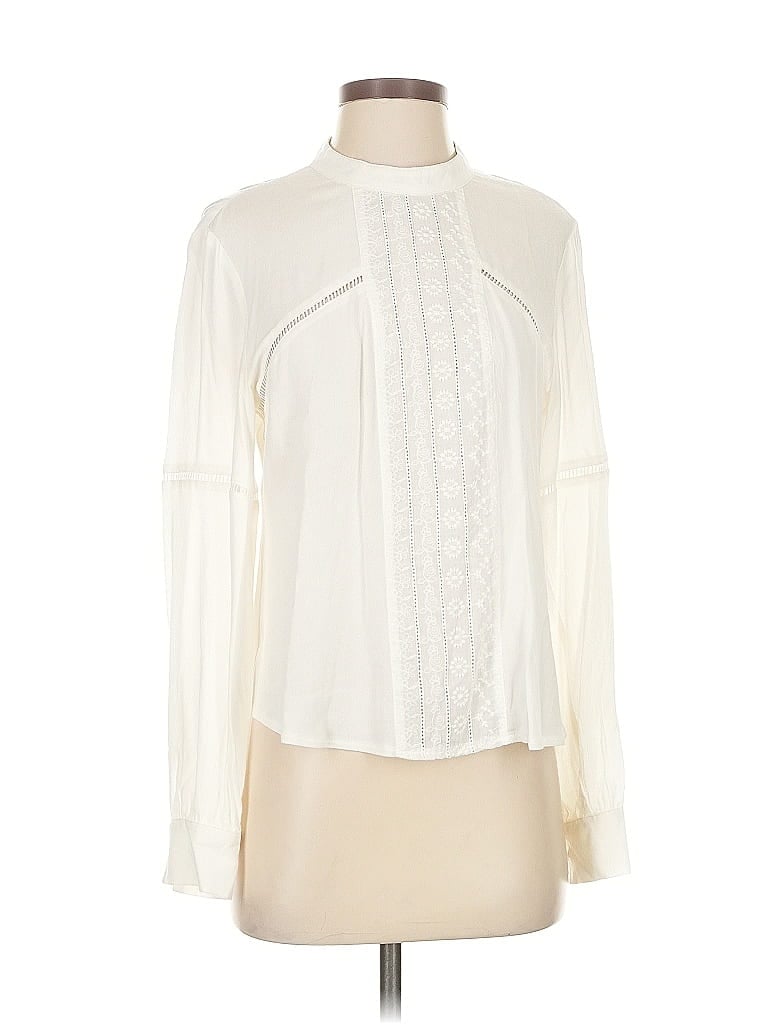 Pre-owned Allegra K Long Sleeve Blouse In White