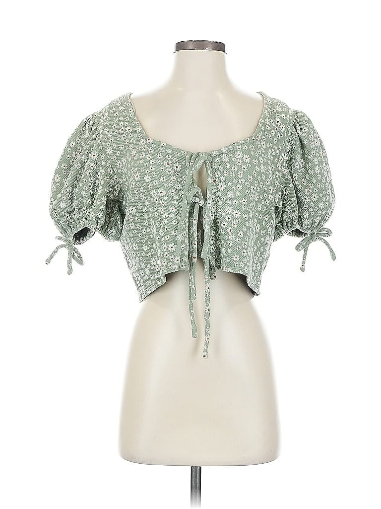 Pre-owned Free People 3/4 Sleeve Blouse In Green