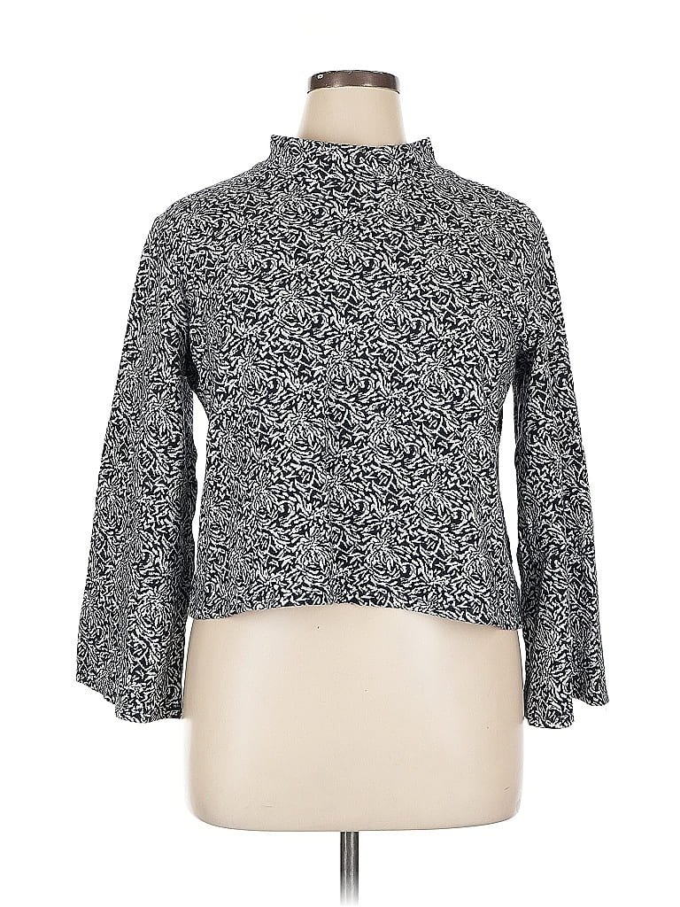 Pre-owned Blue Tassel Long Sleeve Blouse In Gray