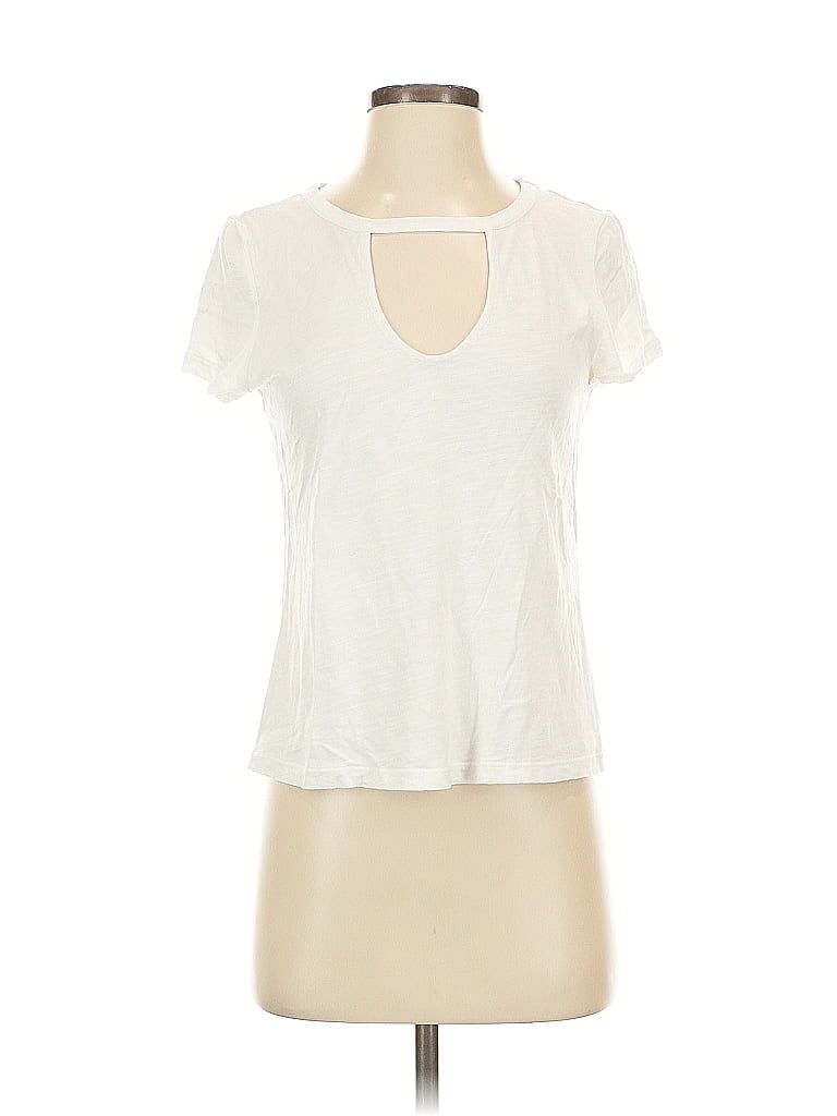 Pre-owned Sanctuary Short Sleeve Top Ivory Keyhole Neckline Tops In White