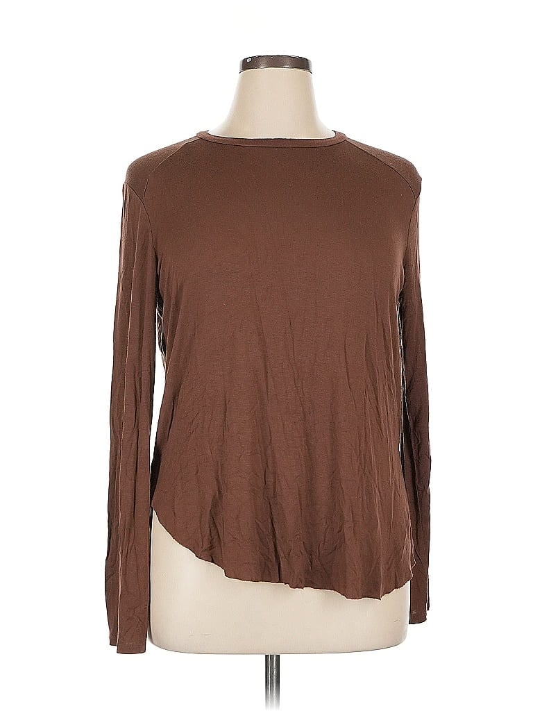 Pre-owned Halogen Long Sleeve T-shirt In Brown
