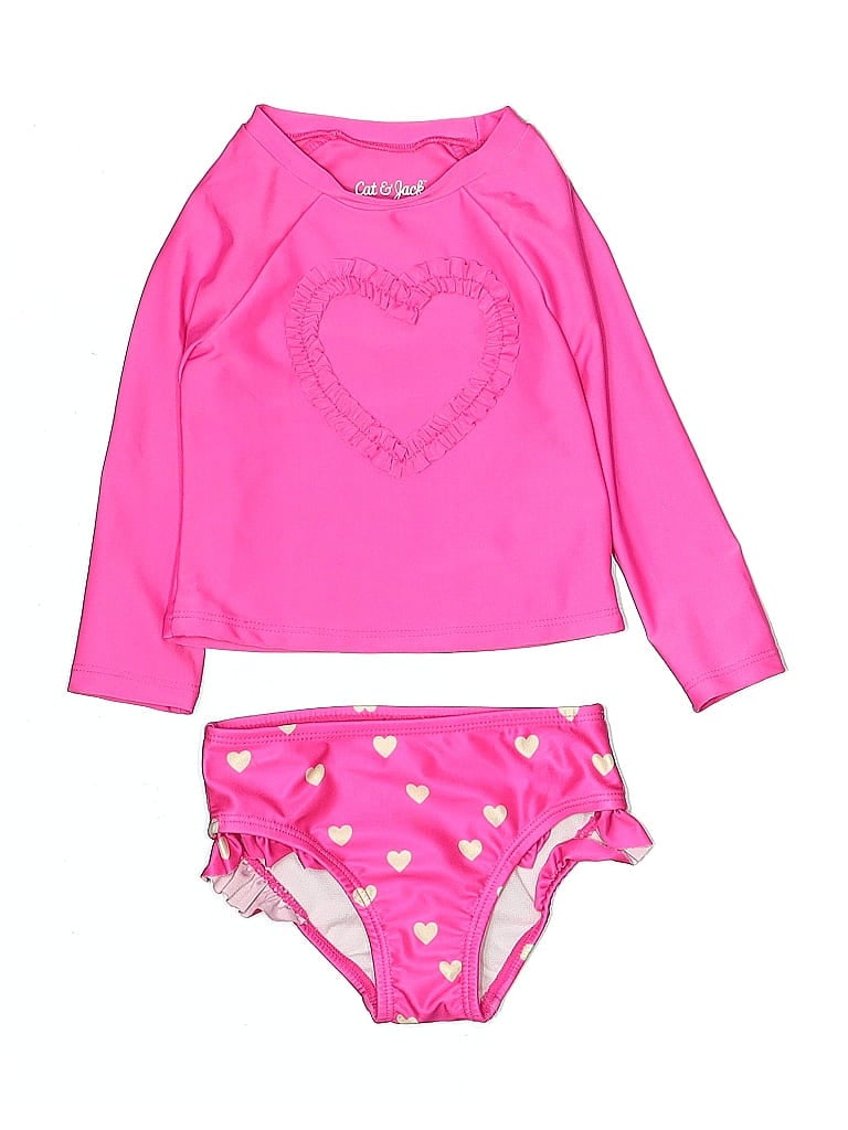 Pre-owned Cat & Jack Kids' Two Piece Swimsuit In Pink