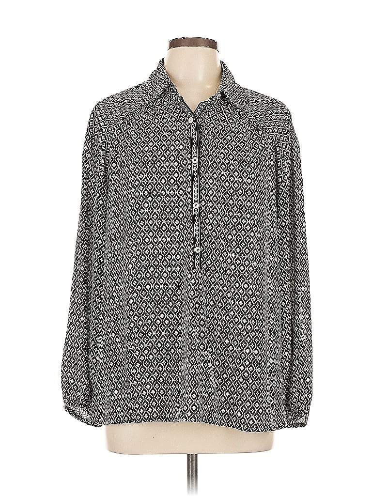 Pre-owned Max Studio Long Sleeve Blouse In Gray